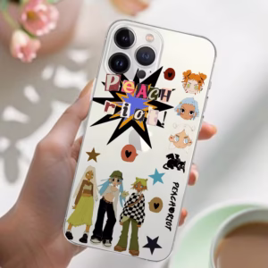 Grab the Art Peach R-Riot Rise Transparent Phone Case and make your iPhone 16–15–14–13–12–11, XR, X, Xs Max, SE 2020, or 7–8 Plus pop - Image 3